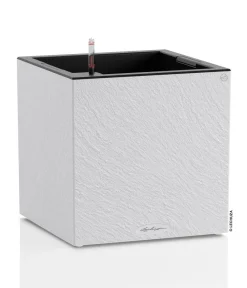 LECHUZA® Kunststoff-Topf Canto Slatestone inkl. Pflanzeinsatz, quadratisch Hellgrau Online