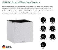 LECHUZA® Kunststoff-Topf Canto Slatestone inkl. Pflanzeinsatz, quadratisch Hellgrau Online