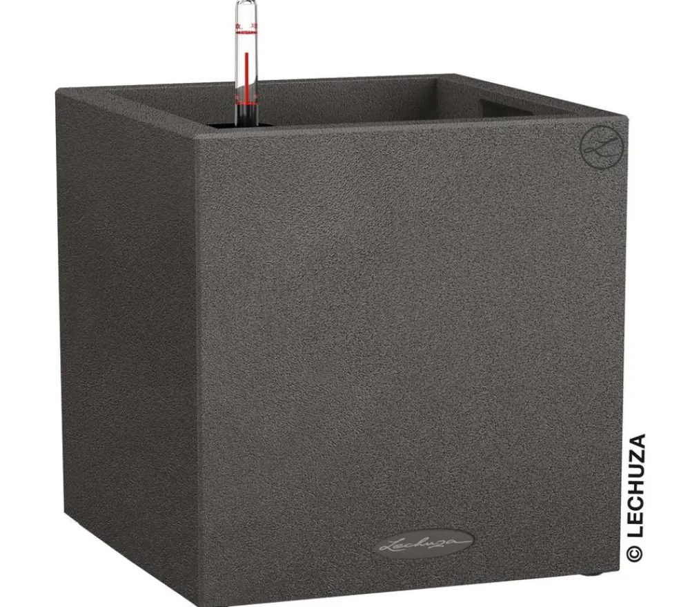 LECHUZA® Lechuza Pflanzgefäße & Töpfe|Blumentöpfe & Übertöpfe - Kunststoff-Topf Canto Stone, quadratisch Dunkelgrau