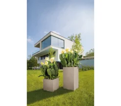 LECHUZA® Lechuza Pflanzgefäße & Töpfe|Blumentöpfe & Übertöpfe - Kunststoff-Topf Canto Stone, quadratisch Beige
