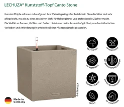 LECHUZA® Lechuza Pflanzgefäße & Töpfe|Blumentöpfe & Übertöpfe - Kunststoff-Topf Canto Stone, quadratisch Beige
