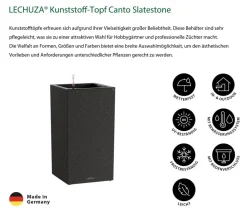 LECHUZA® Kunststoff-Topf Canto Slatestone inkl. Pflanzeinsatz, rechteckig Dunkelgrau Outlet
