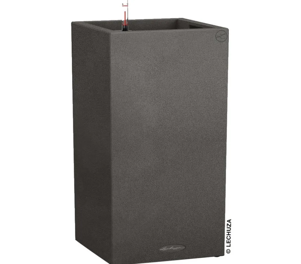 LECHUZA® Lechuza Pflanzgefäße & Töpfe|Blumentöpfe & Übertöpfe - Kunststoff-Topf Canto Stone, quadratisch Dunkelgrau