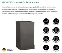 LECHUZA® Lechuza Pflanzgefäße & Töpfe|Blumentöpfe & Übertöpfe - Kunststoff-Topf Canto Stone, quadratisch Dunkelgrau