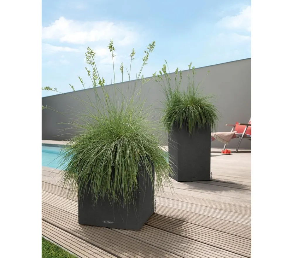 LECHUZA® Lechuza Pflanzgefäße & Töpfe|Blumentöpfe & Übertöpfe - Kunststoff-Topf Canto Stone, quadratisch Dunkelgrau