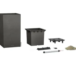 LECHUZA® Lechuza Pflanzgefäße & Töpfe|Blumentöpfe & Übertöpfe - Kunststoff-Topf Canto Stone, quadratisch Dunkelgrau