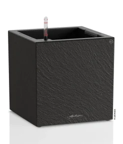 LECHUZA® Lechuza Pflanzgefäße & Töpfe - Kunststoff-Topf Canto Slatestone inkl. Pflanzeinsatz, quadratisch Dunkelgrau