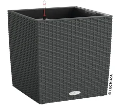 LECHUZA® Lechuza Pflanzgefäße & Töpfe|Blumentöpfe & Übertöpfe - Kunststoff-Topf Cube Cottage, quadratisch Dunkelgrau