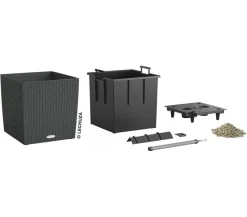 LECHUZA® Kunststoff-Topf Cube Cottage, quadratisch Dunkelgrau New