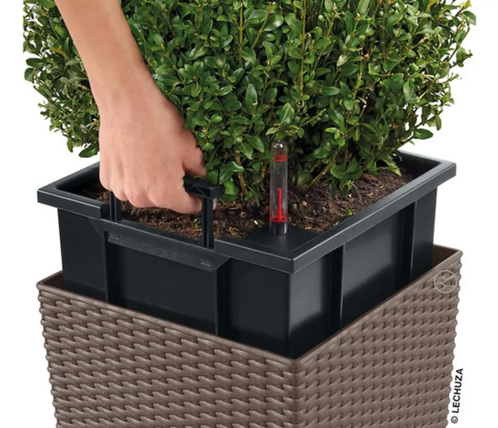 LECHUZA® Kunststoff-Topf Cube Cottage, quadratisch Hellbraun Sale