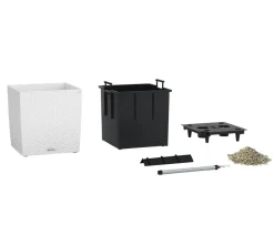 LECHUZA® Lechuza Pflanzgefäße & Töpfe|Blumentöpfe & Übertöpfe - Kunststoff-Topf Cube Cottage, quadratisch Weiß