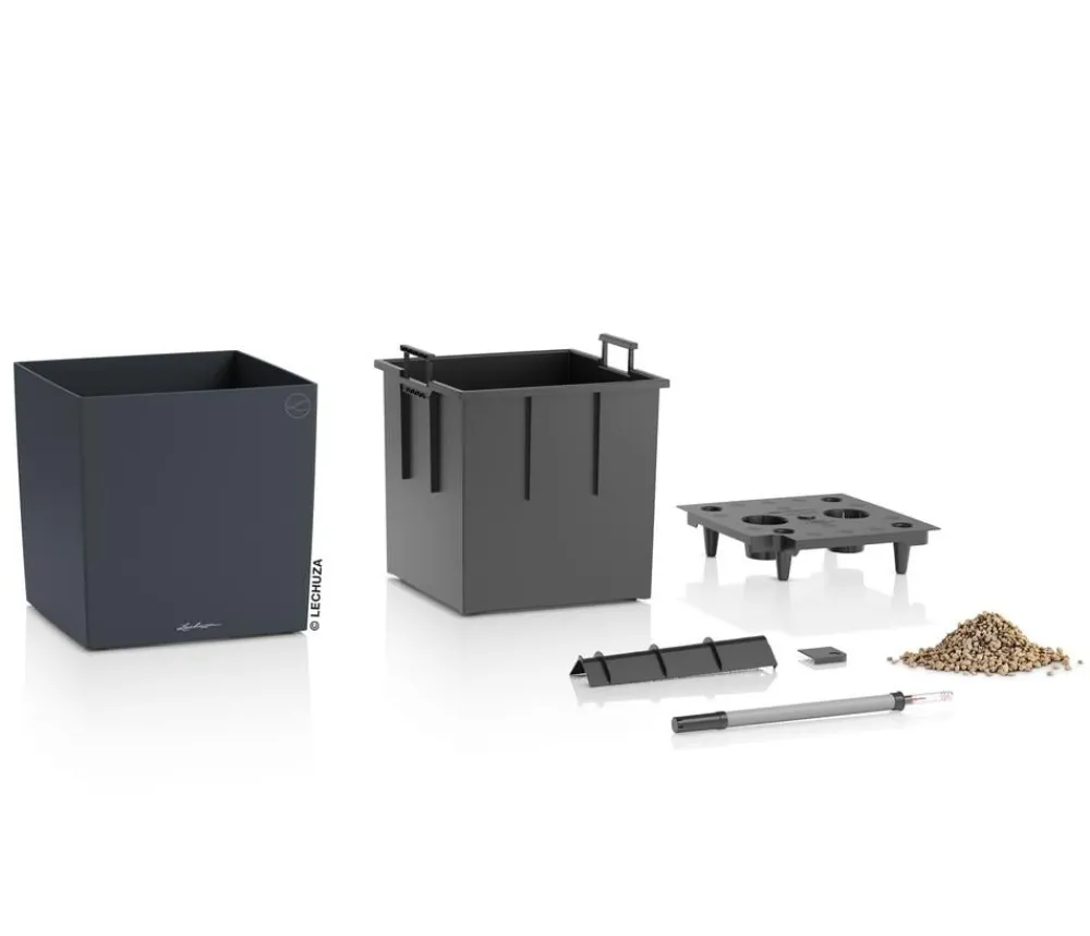 LECHUZA® Kunststoff-Topf Cube, rechteckig Grau Best