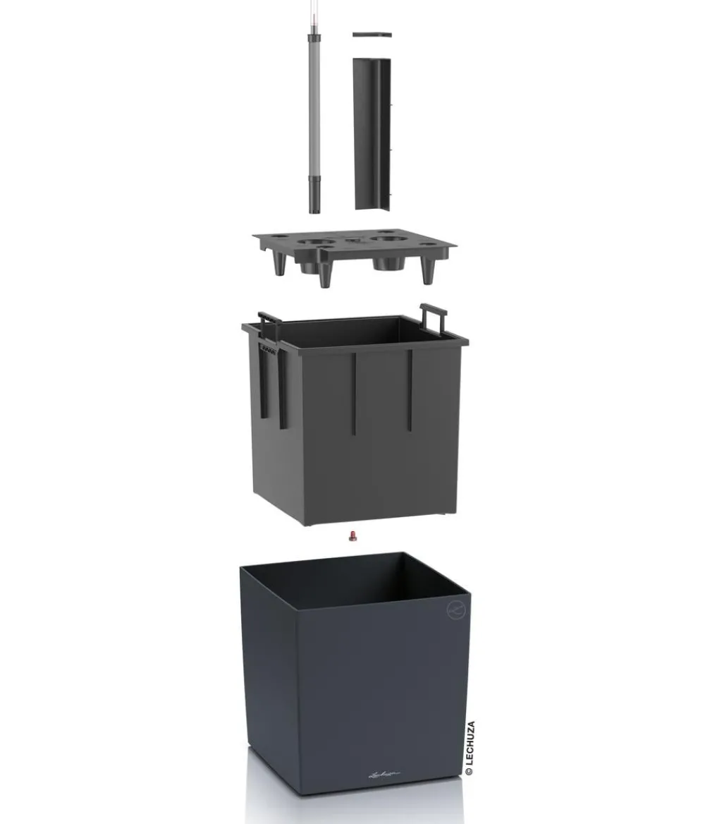 LECHUZA® Kunststoff-Topf Cube, rechteckig Grau Best