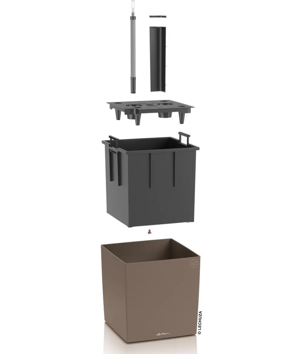 LECHUZA® Kunststoff-Topf Cube, rechteckig Hellbraun New