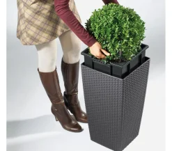 LECHUZA® Kunststoff-Topf Cubico Cottage, konisch Dunkelgrau Best