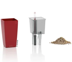 LECHUZA® Lechuza Tischgefäße|Lechuza Pflanzgefäße & Töpfe - MAXI/MINI-CUBI, All-in-One-Set, matt Rot