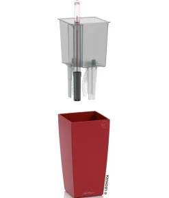 LECHUZA® Lechuza Tischgefäße|Lechuza Pflanzgefäße & Töpfe - MAXI/MINI-CUBI, All-in-One-Set, matt Rot