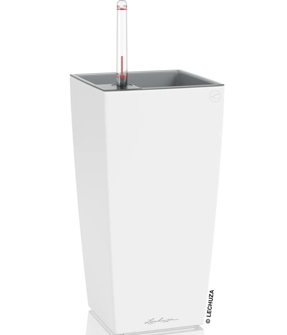 LECHUZA® Lechuza Tischgefäße|Lechuza Pflanzgefäße & Töpfe - MAXI/MINI-CUBI, All-in-One-Set, matt Weiß