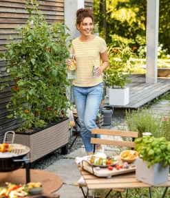 LECHUZA® Polyrattan-Kasten Trio Cottage, rechteckig Hellbraun Best