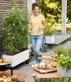 LECHUZA® Polyrattan-Kasten Trio Cottage, rechteckig Weiß Sale