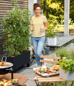 LECHUZA® Pflanzkübel & Blumenkästen|Lechuza Pflanzgefäße & Töpfe - Polyrattan-Kasten Trio Cottage, rechteckig Schwarz