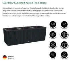 LECHUZA® Pflanzkübel & Blumenkästen|Lechuza Pflanzgefäße & Töpfe - Polyrattan-Kasten Trio Cottage, rechteckig Schwarz