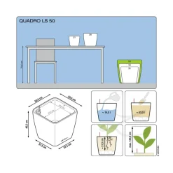 LECHUZA® QUADRO LS, All-in-One-Set Weiß Best
