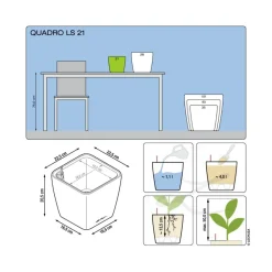 LECHUZA® Lechuza Pflanzgefäße & Töpfe|Lechuza Tischgefäße > QUADRO LS, All-in-One-Set