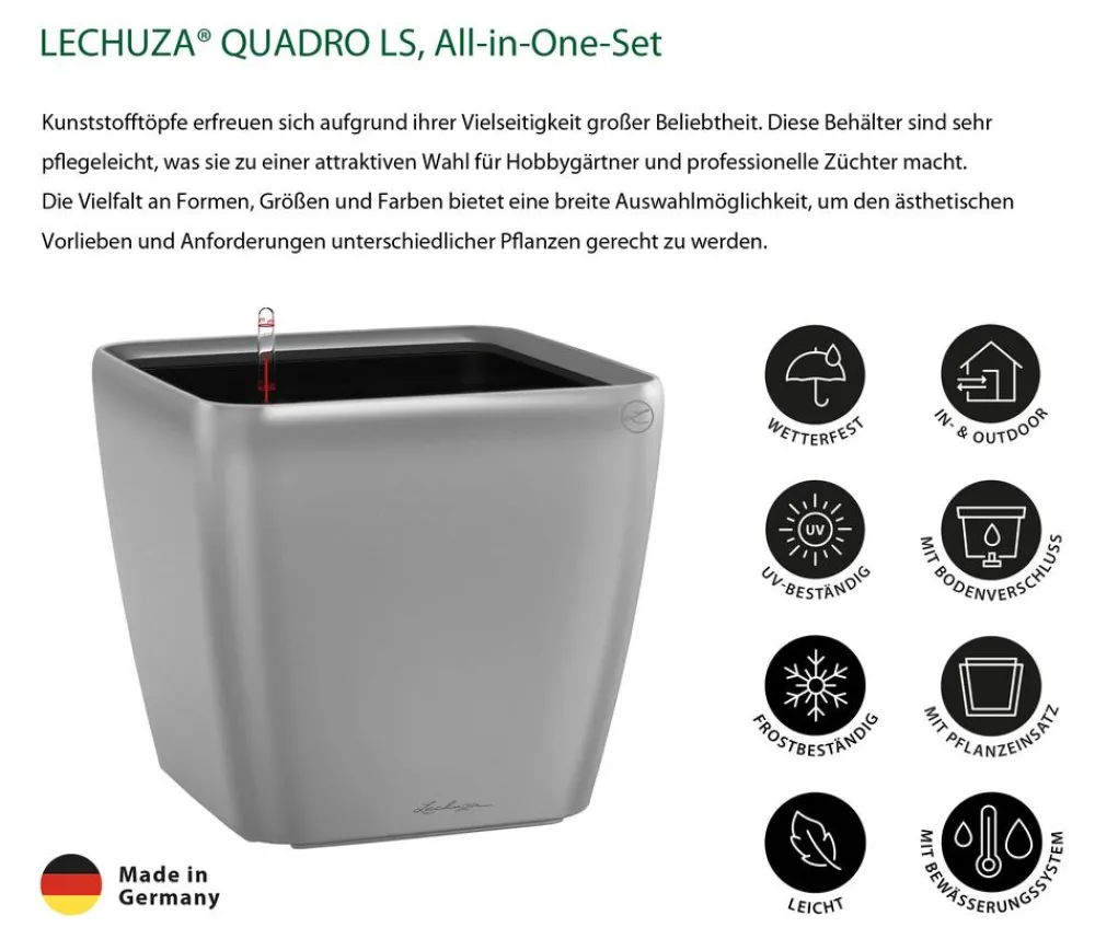 LECHUZA® Lechuza Pflanzgefäße & Töpfe|Lechuza Tischgefäße > QUADRO LS, All-in-One-Set