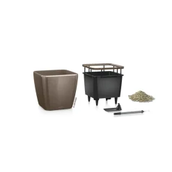 LECHUZA® QUADRO LS, All-in-One-Set Taupe Best