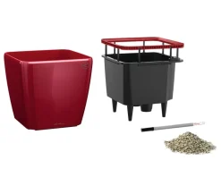 LECHUZA® Lechuza Pflanzgefäße & Töpfe|Lechuza Tischgefäße - QUADRO LS, All-in-One-Set Taupe