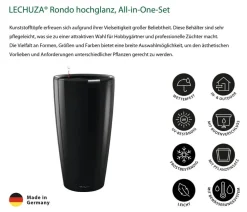 LECHUZA® Rondo hochglanz All-in-One-Set , 15789 Schwarz