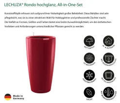 LECHUZA® Rondo hochglanz All-in-One-Set scarlet rot, 15799 Dunkelrot Hot