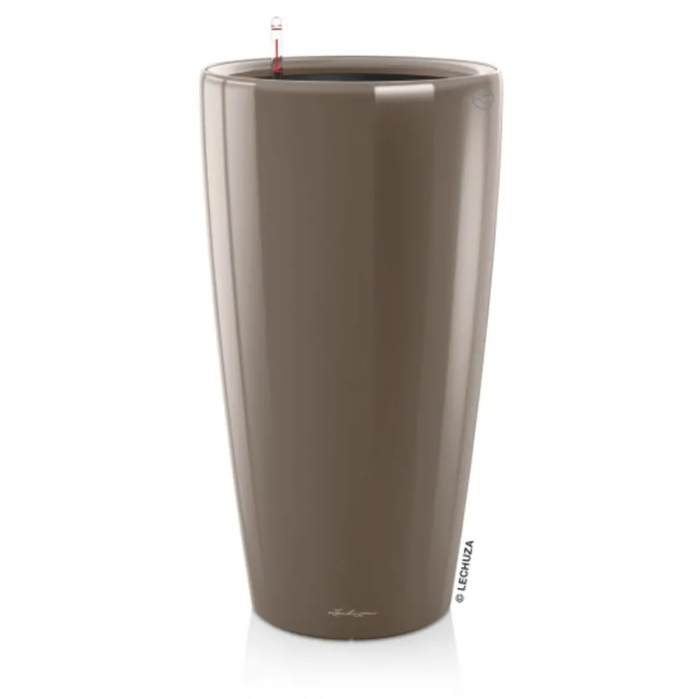 LECHUZA® Lechuza Pflanzgefäße & Töpfe|Blumentöpfe & Übertöpfe - Rondo hochglanz All-in-One-Set , 15784 Taupe