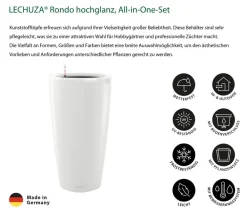 LECHUZA® Lechuza Pflanzgefäße & Töpfe|Blumentöpfe & Übertöpfe - Rondo hochglanz All-in-One-Set, , 15780 Weiß