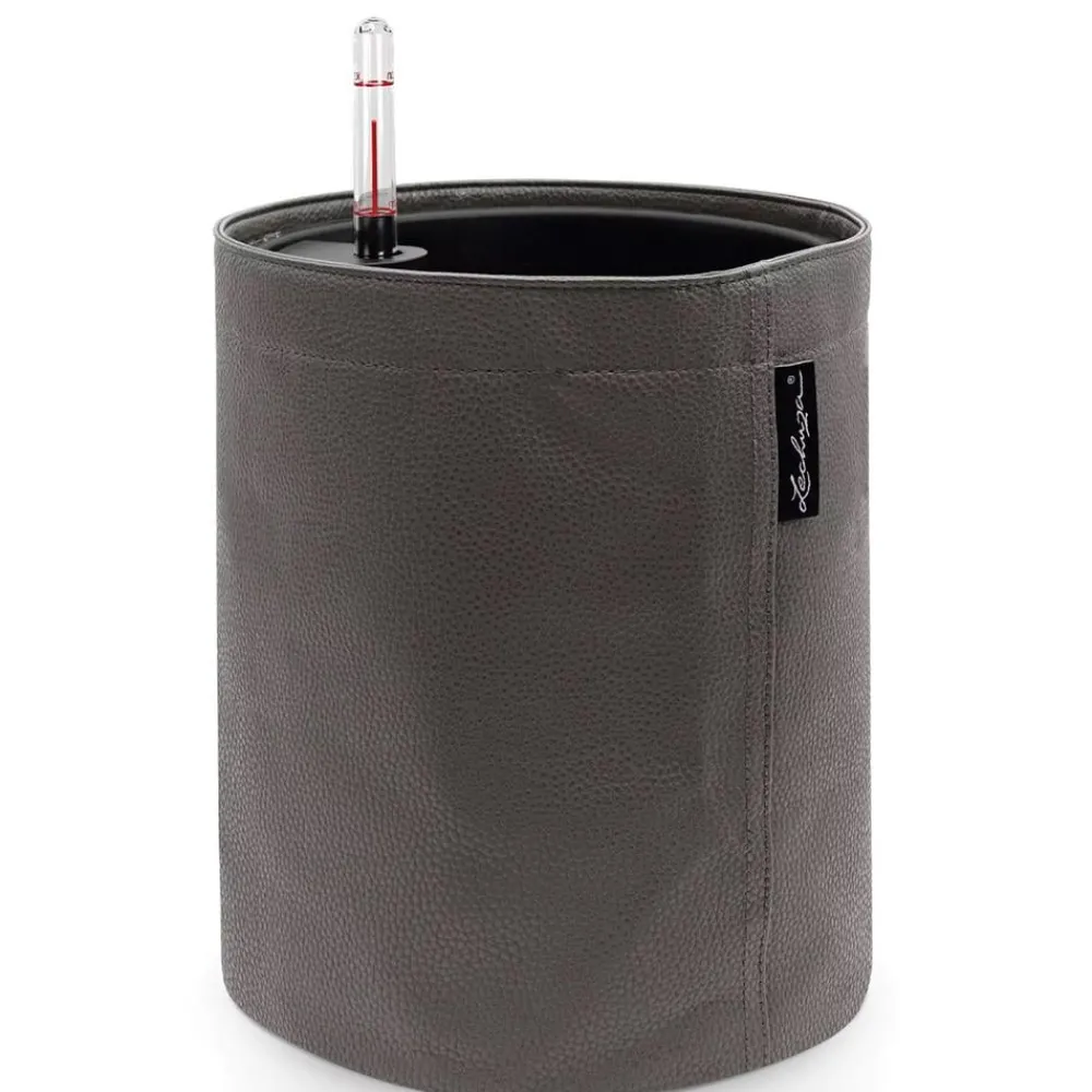 LECHUZA® Lechuza Pflanzgefäße & Töpfe|Blumentöpfe & Übertöpfe - TRENDCOVER Lederoptik, All-in-One Set Anthrazit