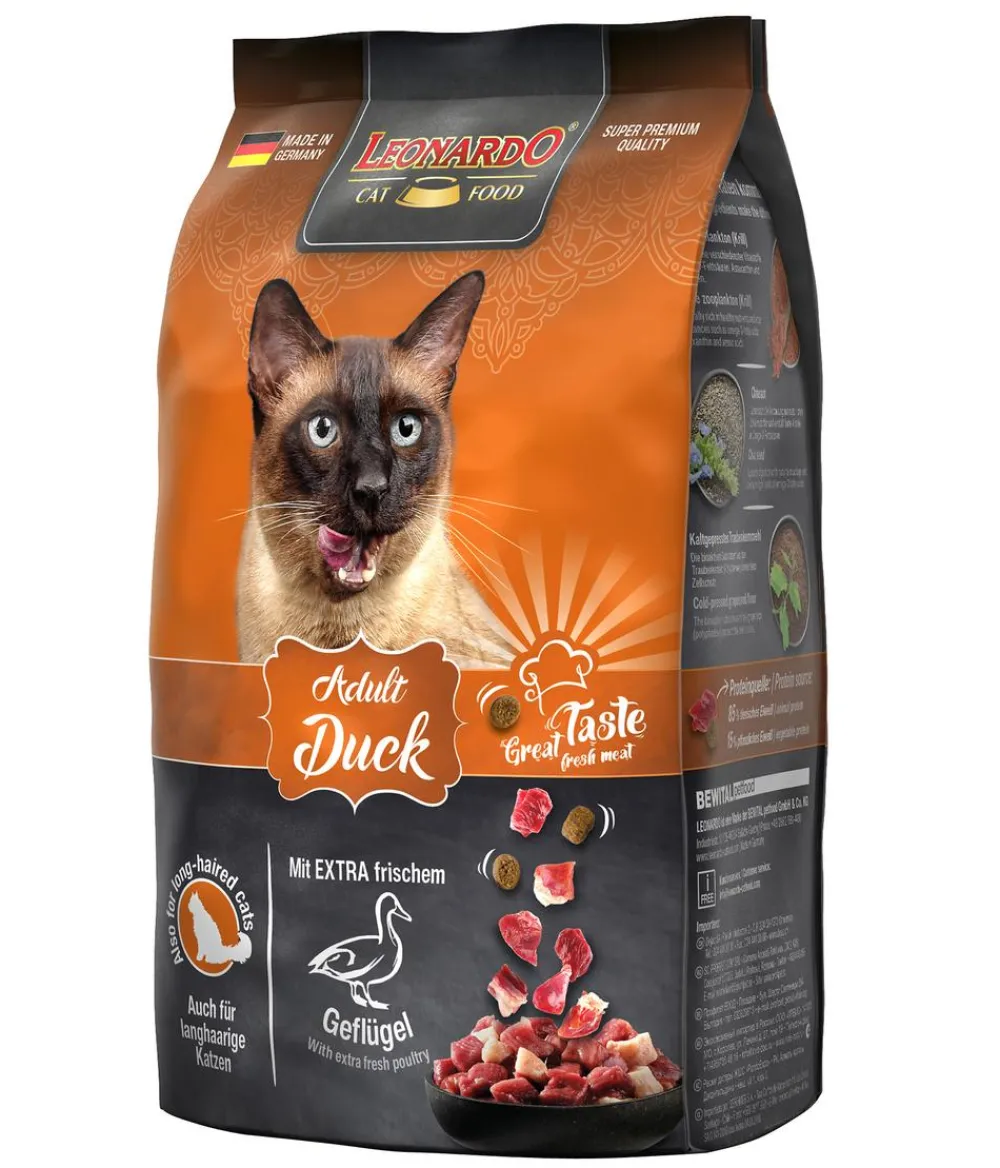 Leonardo Cat Food Trockenfutter Katze - Leonardo Trockenfutter für Katzen Adult Duck, Ente
