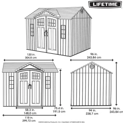 LIFETIME Gartenhäuser & Gerätehäuser - Gerätehaus Saturn, ca. B304,8/H244/T243,84 cm Dunkelgrau