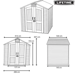 LIFETIME Gartenhäuser & Gerätehäuser - Gerätehaus Starlet, ca. B216,6/H227/T142,5 cm Dunkelgrau