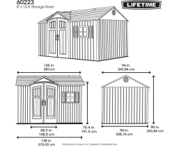 LIFETIME Gerätehaus Texas, ca. B381/H243,84/T243,84 cm Hellgrau Outlet