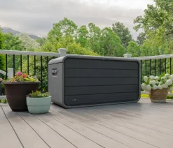 LIFETIME Kunststoff Gartenbox Space XL, 625 Liter, ca. B146,7/H77,2/T72,4 cm Grau Online