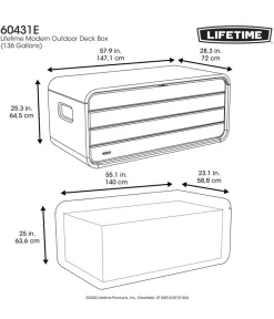 LIFETIME Kunststoff-Gartenbox Space L, 515 Liter, ca. B147,1/H64,5/T72 cm Anthrazit Outlet
