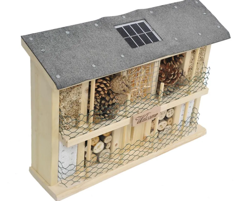 LUXUS-INSEKTENHOTELS Solar-Insektenhotel Landsonne, ca. B47/H34/T12,5 cm Schwarz New
