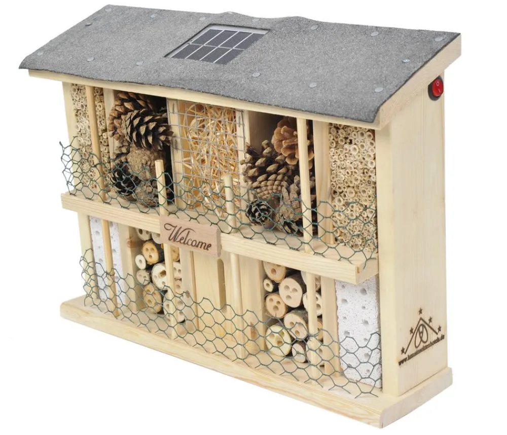 LUXUS-INSEKTENHOTELS Solar-Insektenhotel Landsonne, ca. B47/H34/T12,5 cm Schwarz New