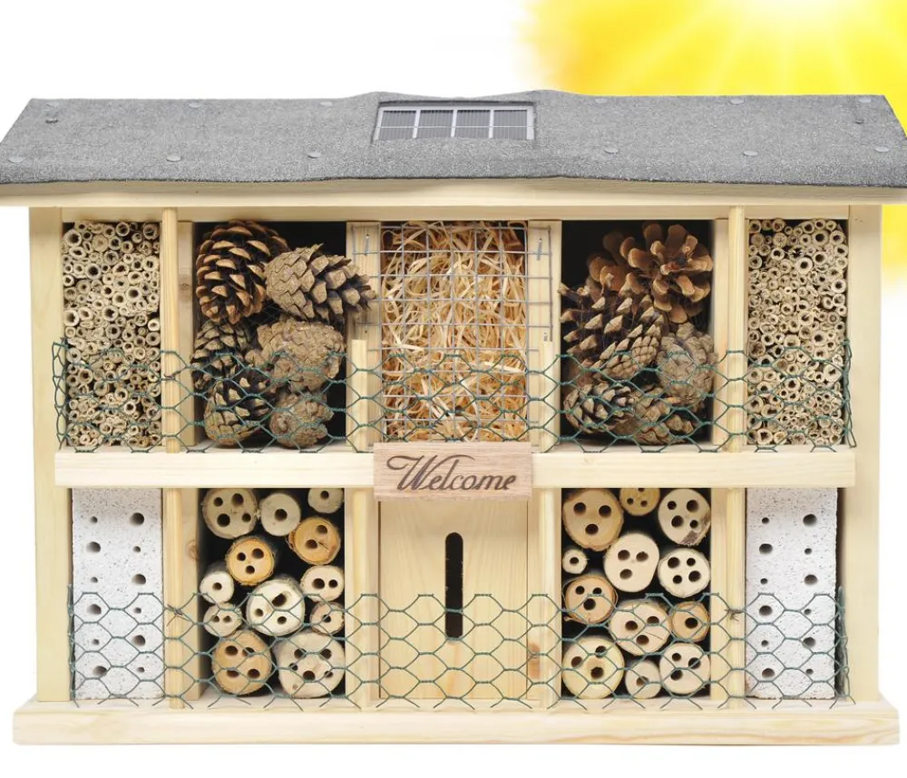 LUXUS-INSEKTENHOTELS Solar-Insektenhotel Landsonne, ca. B47/H34/T12,5 cm Schwarz New