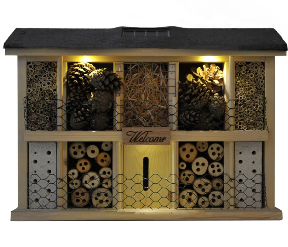 LUXUS-INSEKTENHOTELS Solar-Insektenhotel Landsonne, ca. B47/H34/T12,5 cm Schwarz New