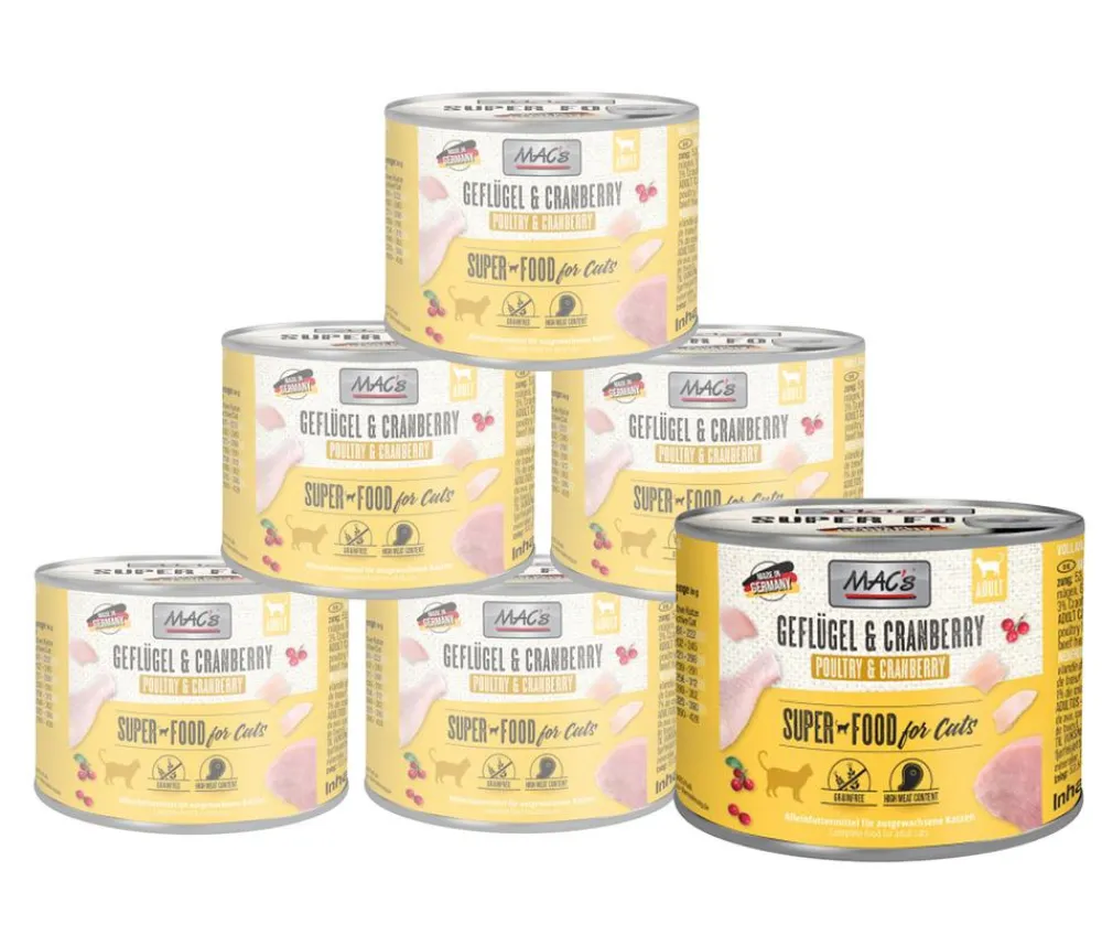 MAC's® Nassfutter Katze - MAC's CAT Nassfutter für Katzen Fleischmenü, 6 x 200 g
