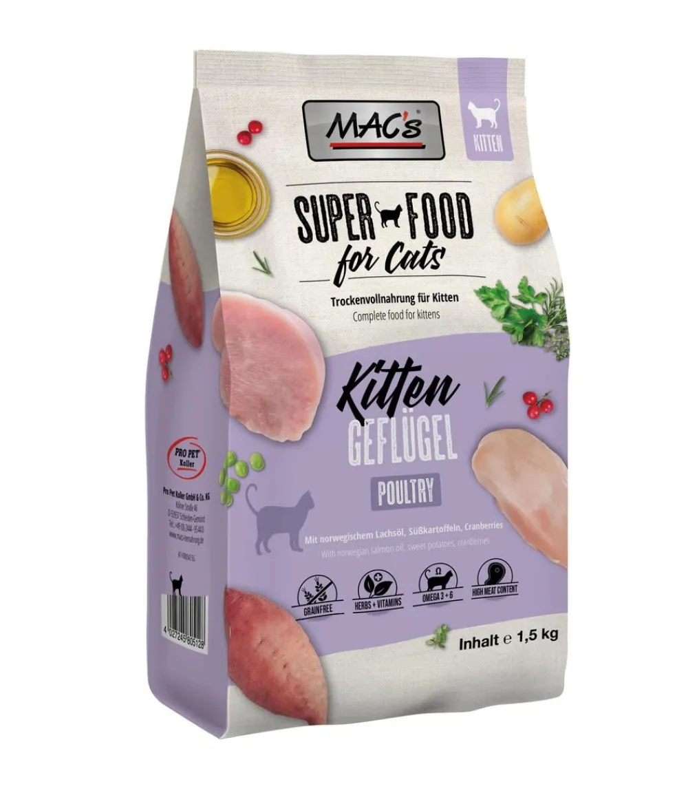 MAC's® Trockenfutter Katze - MAC's CAT Trockenfutter für Katzen Kitten, Geflügel