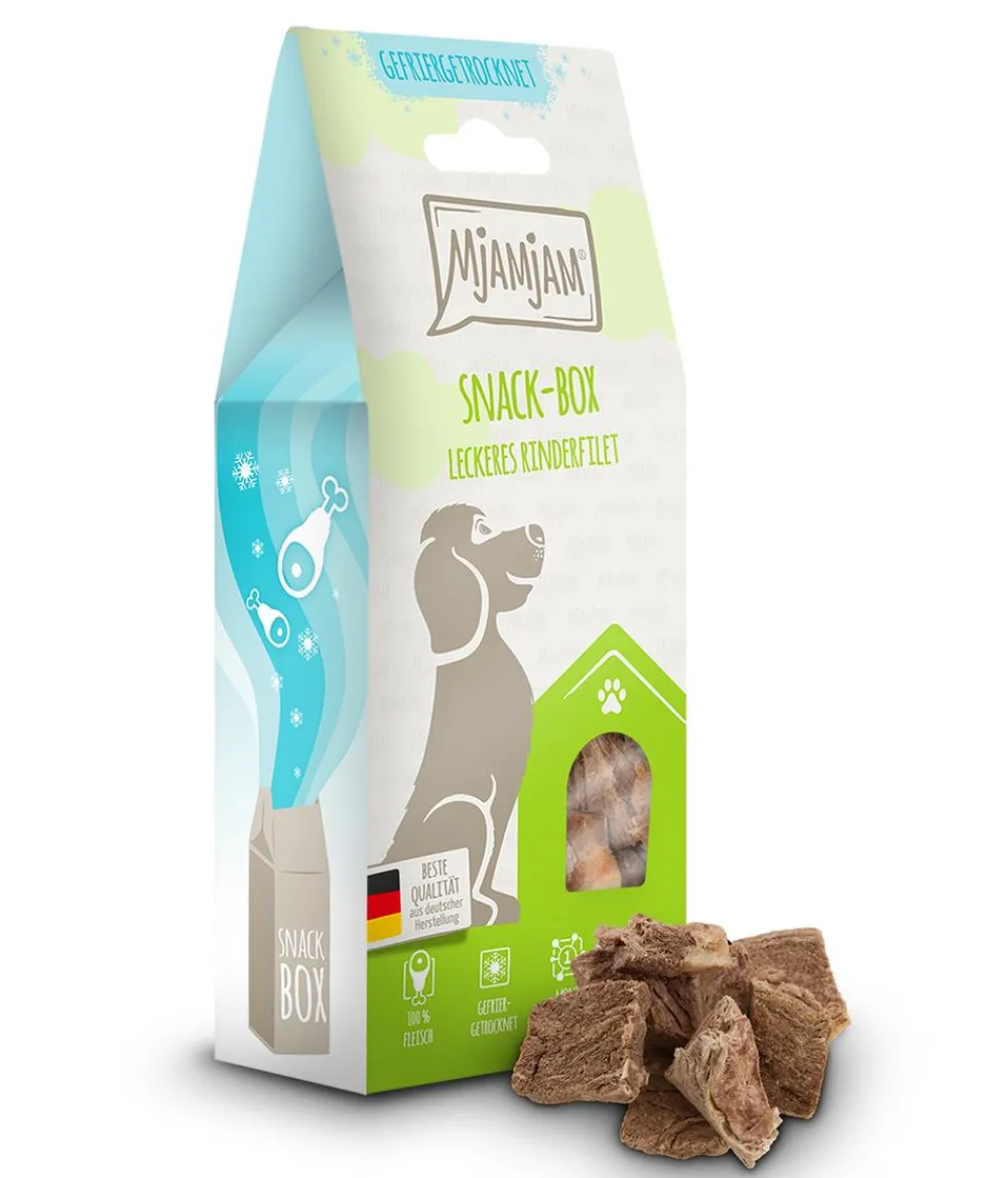 MjAMjAM® Hundeleckerlies - Hundesnack Snack-Box leckeres Rinderfilet, Adult, 70 g