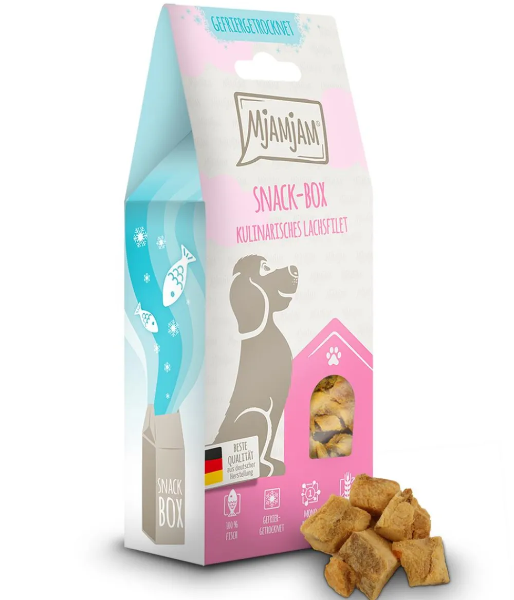 MjAMjAM® Hundeleckerlies - Hundesnack Snack-Box kulinarisches Lachsfilet, Adult, 100 g